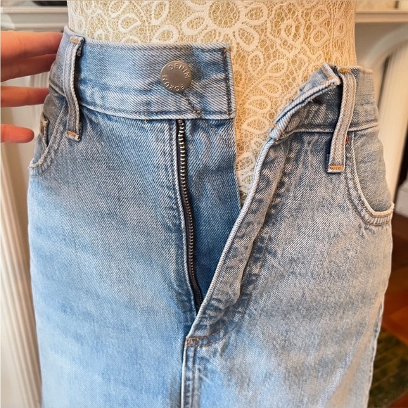 DENIM FORUM The '90s Halle Stretch Denim High Waisted Midi Skirt Size 28 - Picture 15 of 15
